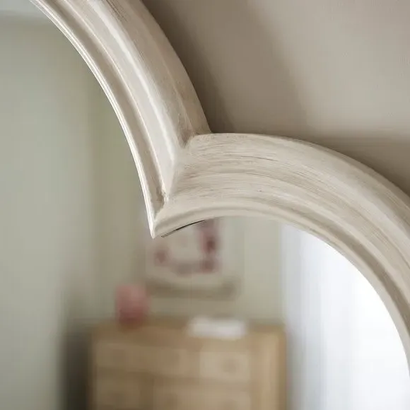 Curved Overmantel Wall Mirror - Sandstone