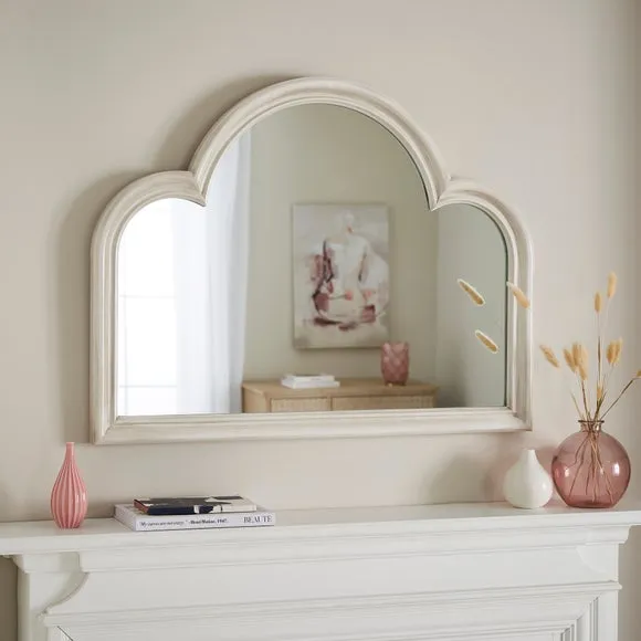 Curved Overmantel Wall Mirror - Sandstone image