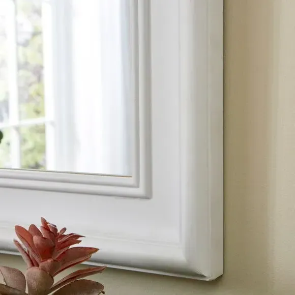 Curved Overmantel Wall Mirror - White