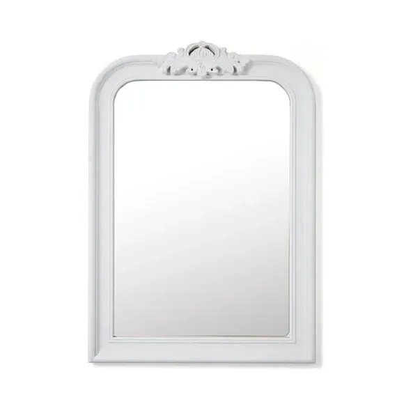 Curved Overmantel Wall Mirror - White
