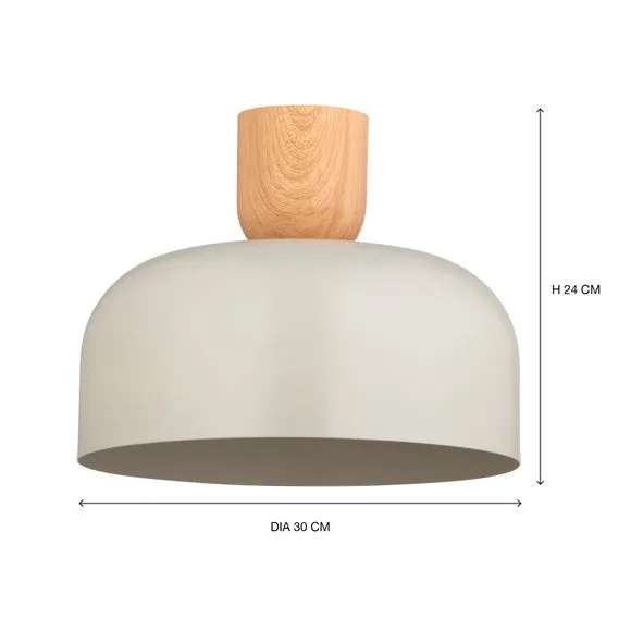 Curved Pendant Shade Easy Fit - Grey, Wood