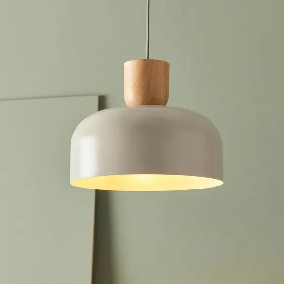 Curved Pendant Shade Easy Fit - Grey, Wood image