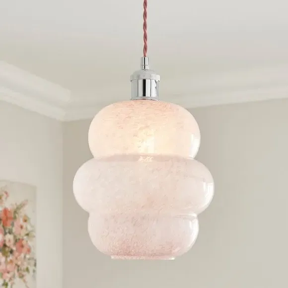 Curved Pendant Shade Easy Fit - Pink, Glass image