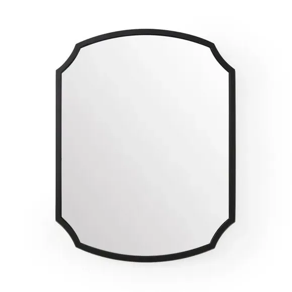Curved Rectangle Wall Mirror - Black