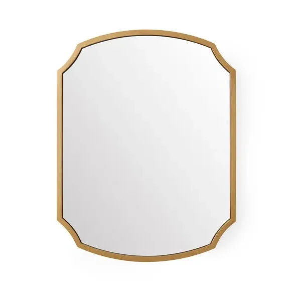Curved Rectangle Wall Mirror - Gold