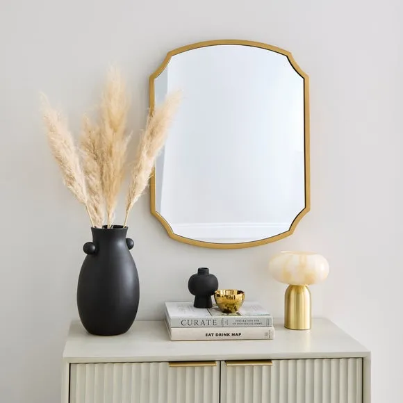 Curved Rectangle Wall Mirror - Gold