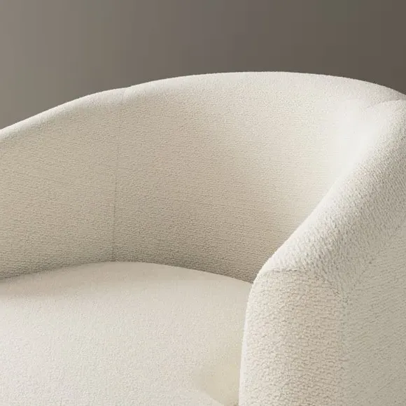 Curved Swivel Chair - Ivory, Chunky Chenille