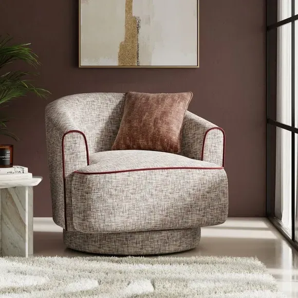 Curved Swivel Chair - Multicolor, Chenille