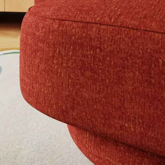 Curved Swivel Chair - Red, Chenille