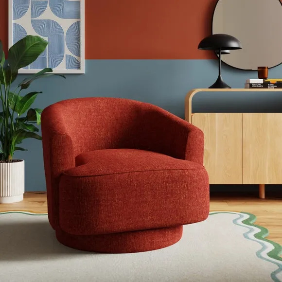 Curved Swivel Chair - Red, Chenille image