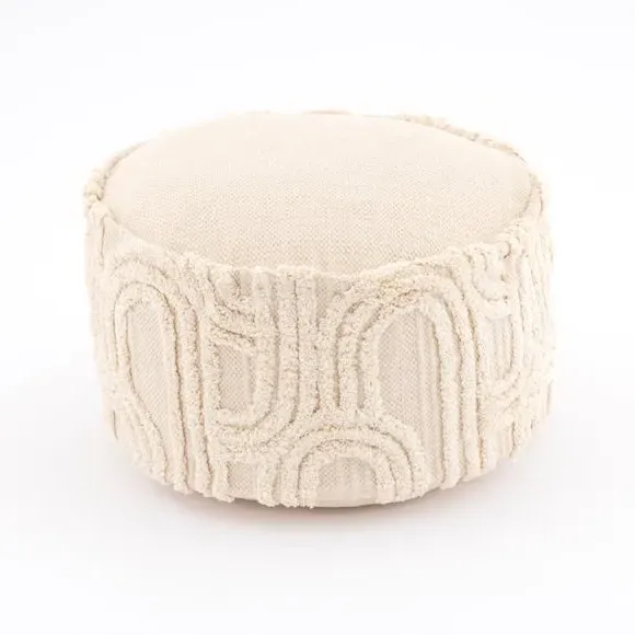 Curved Tufted Pouffe - Natural, Cotton image