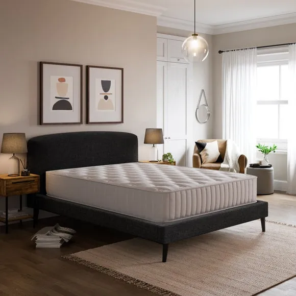 Curved Upholstered Bed Frame - Charcoal, Linen