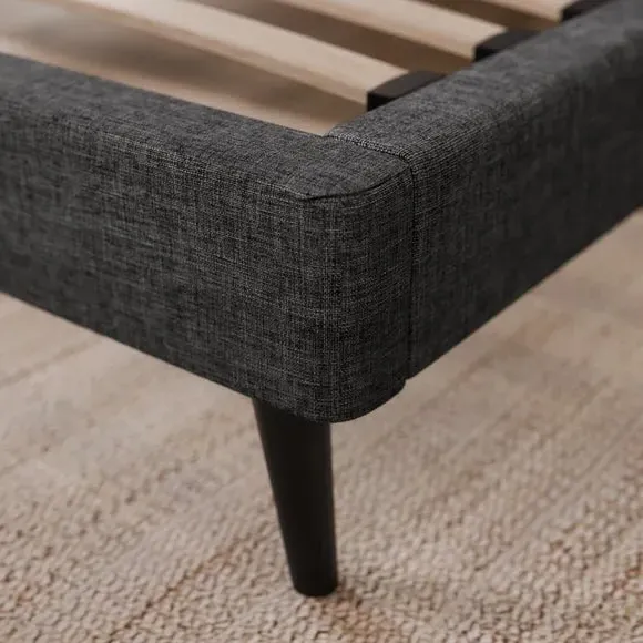 Curved Upholstered Bed Frame - Charcoal, Linen