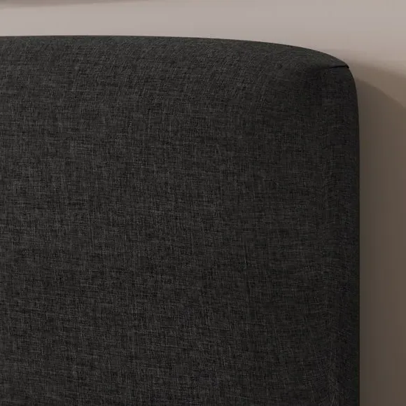 Curved Upholstered Bed Frame - Charcoal, Linen