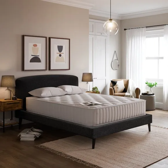 Curved Upholstered Bed Frame - Charcoal, Linen