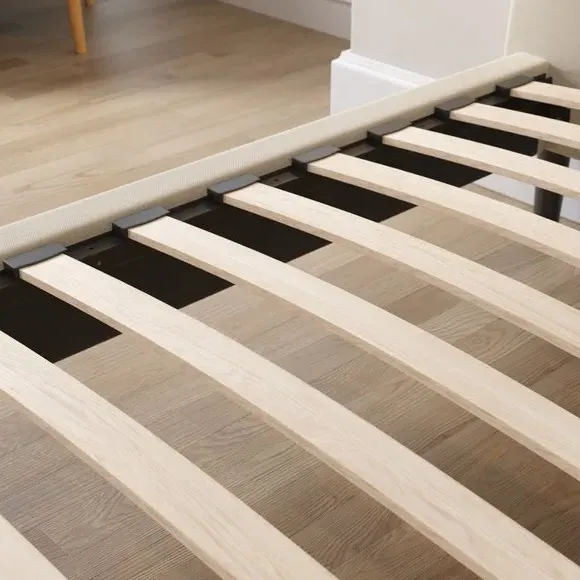 Curved Upholstered Bed Frame - Natural, Linen