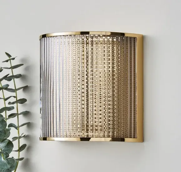 Curved Wall Light with Dimmer - Gold, Glass