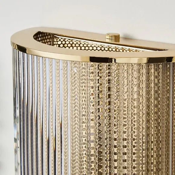 Curved Wall Light with Dimmer - Gold, Glass