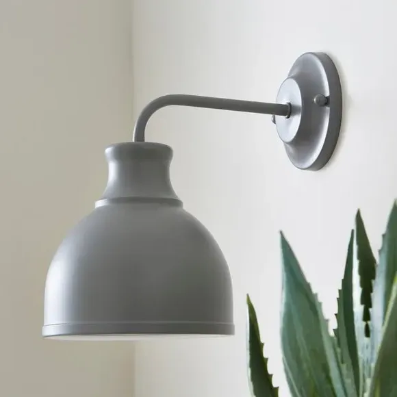 Curved Wall Light with Dimmer - Grey, Matt