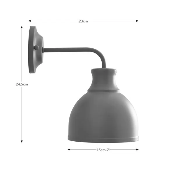 Curved Wall Light with Dimmer - Grey, Matt