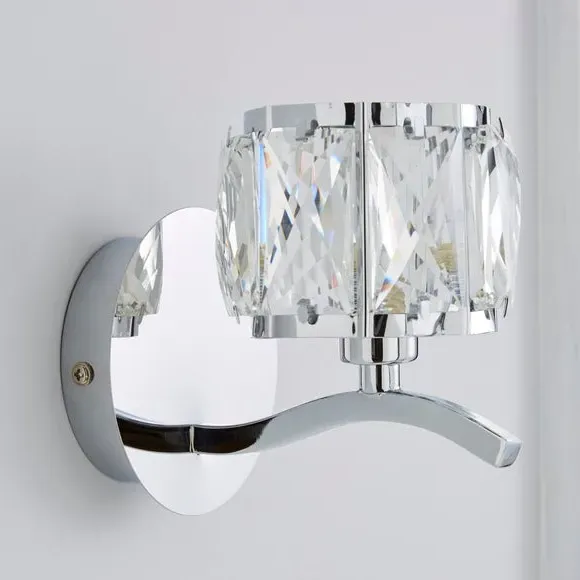Curved Wall Light with Glass Beads - Silver, Chrome