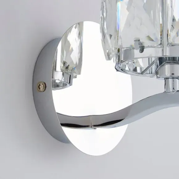 Curved Wall Light with Glass Beads - Silver, Chrome