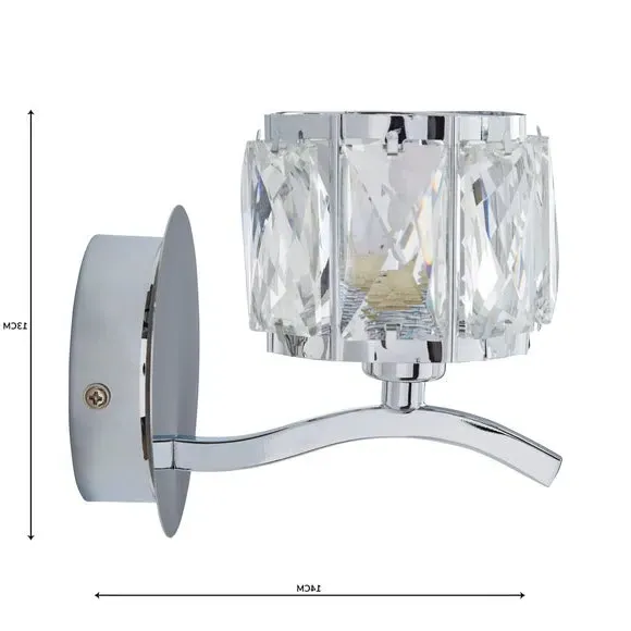 Curved Wall Light with Glass Beads - Silver, Chrome
