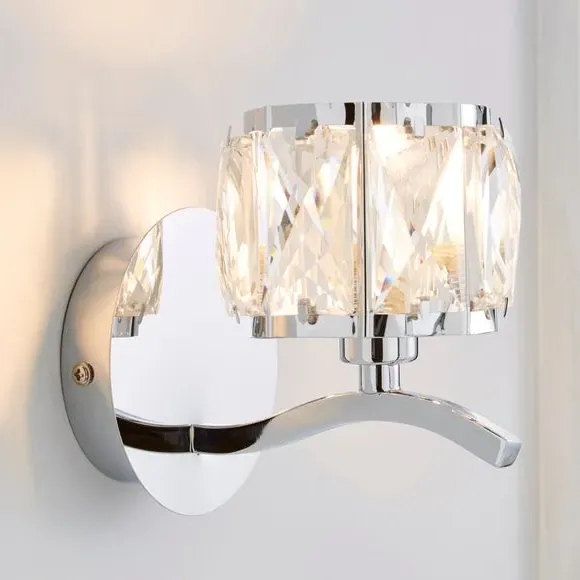 Curved Wall Light with Glass Beads - Silver, Chrome image