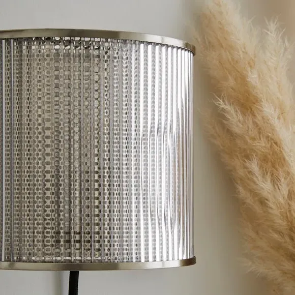 Curved Wall Light with Plug - Silver, Glass