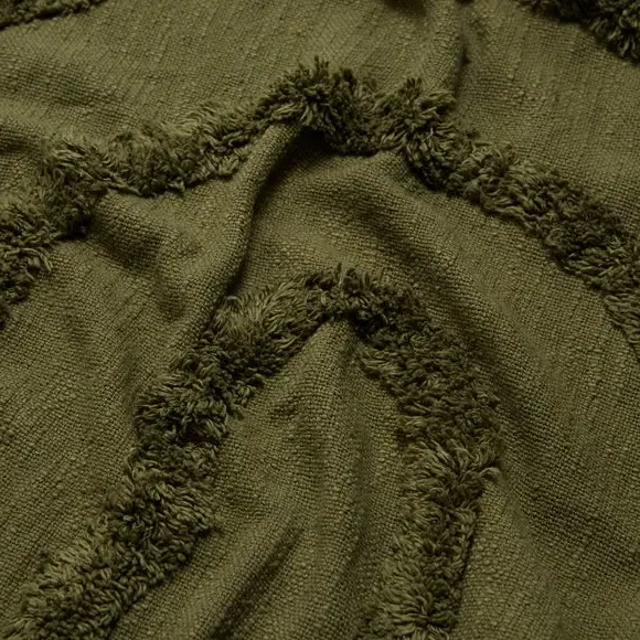 Curves Throw Blanket with Tassels - Olive