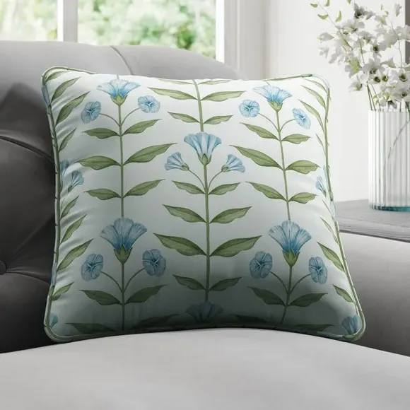 Cushion Cover Botanical Design - Blue, Cotton