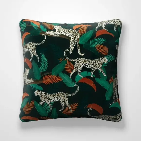 Cushion Cover Leopard Print - Black, Polyester