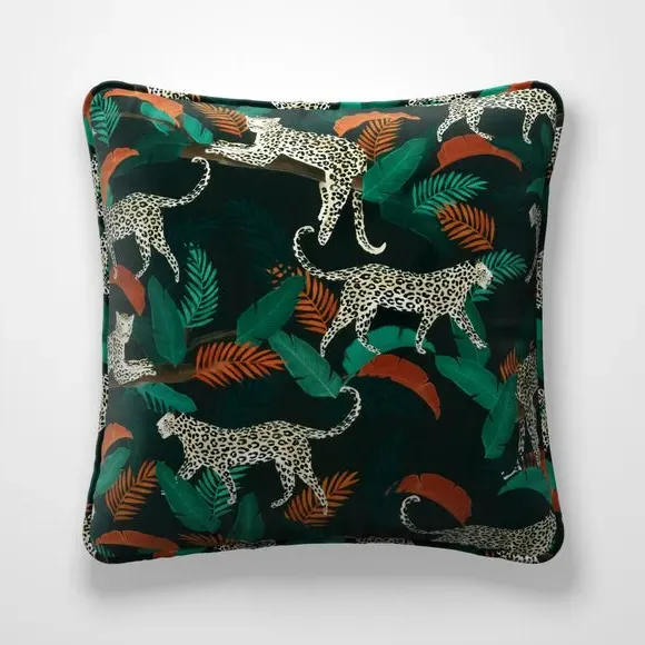 Cushion Cover Leopard Print - Black, Polyester
