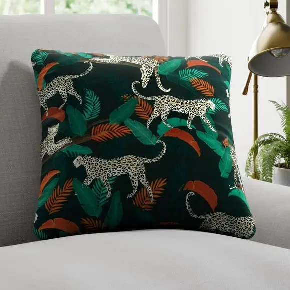 Cushion Cover Leopard Print - Black, Polyester image