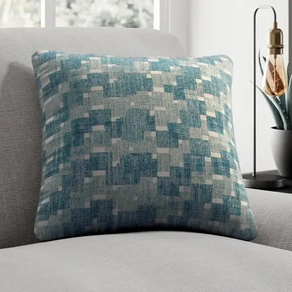 Cushion Cover with Abstract Pattern - Azure