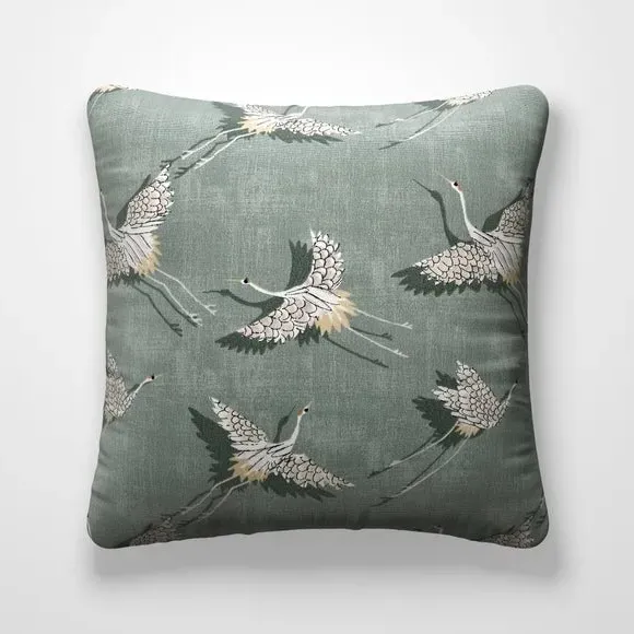 Cushion Cover with Bird Design - Olive