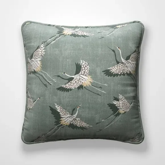 Cushion Cover with Bird Design - Olive