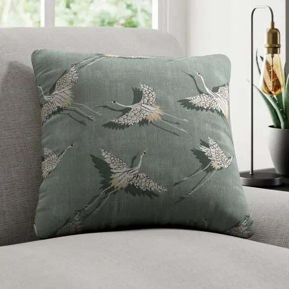 Cushion Cover with Bird Design - Olive image