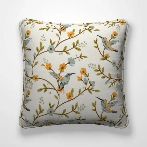 Cushion Cover with Birds & Floral - Clementine