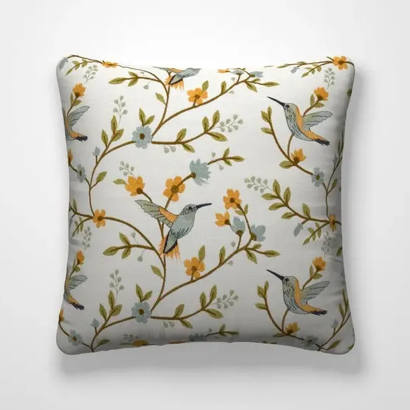 Cushion Cover with Birds & Floral - Clementine