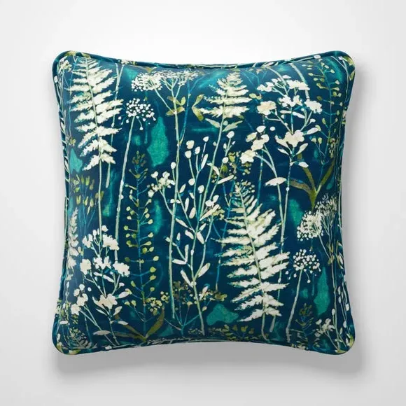Cushion Cover with Botanical Print - Peacock, Cotton