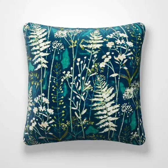 Cushion Cover with Botanical Print - Peacock, Cotton