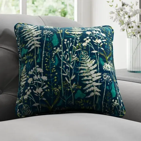 Cushion Cover with Botanical Print - Peacock, Cotton
