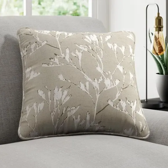 Cushion Cover with Branch Design - Pebble, Jacquard