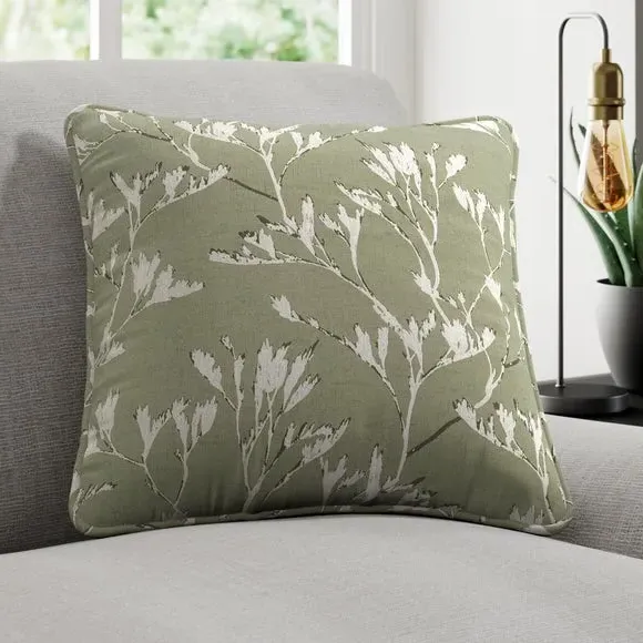 Cushion Cover with Branch Design - Sage, Jacquard