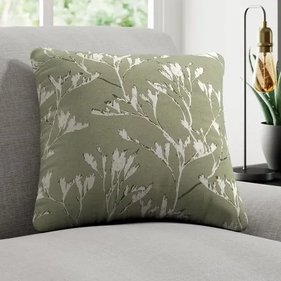 Cushion Cover with Branch Design - Sage, Jacquard