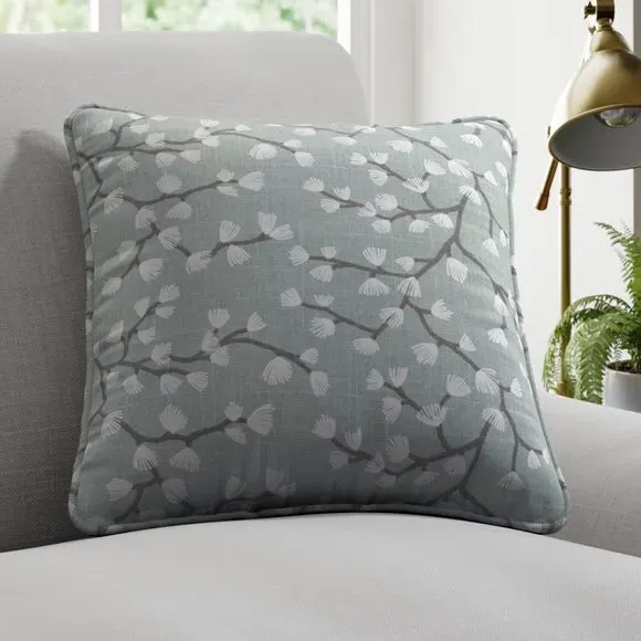 Cushion Cover with Branch Design - Seafoam