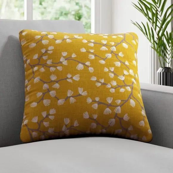 Cushion Cover with Branch Design - Sunflower