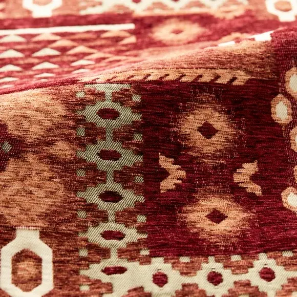 Cushion Cover with Check Design - Red, Velvet