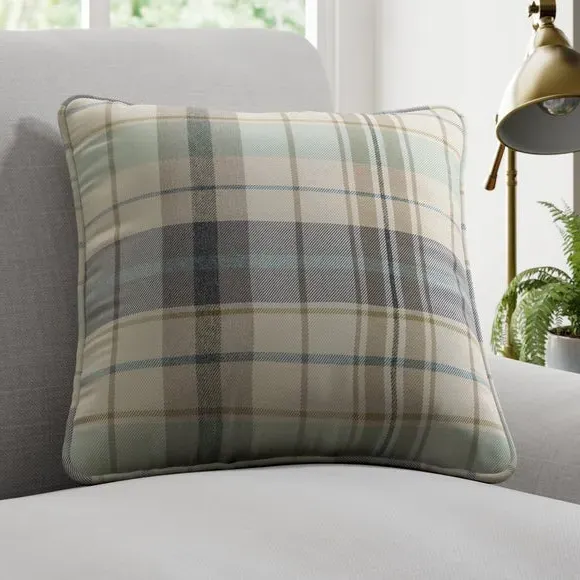 Cushion Cover with Check Pattern - Seafoam